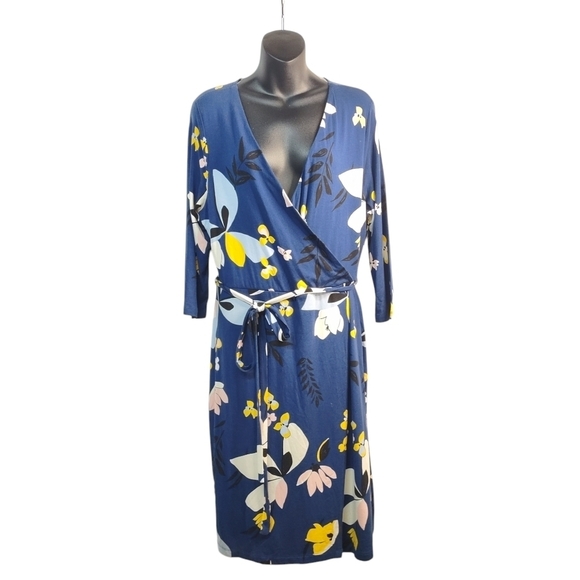 a new day Dresses & Skirts - a new day Dress Women's Multi Color Floral Print Wrapped 3/4 Sleeve Size L NWT
